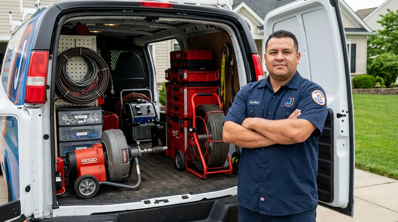 Professional drain cleaning equipment and Johns Plumbing LLC plumber in Elkland