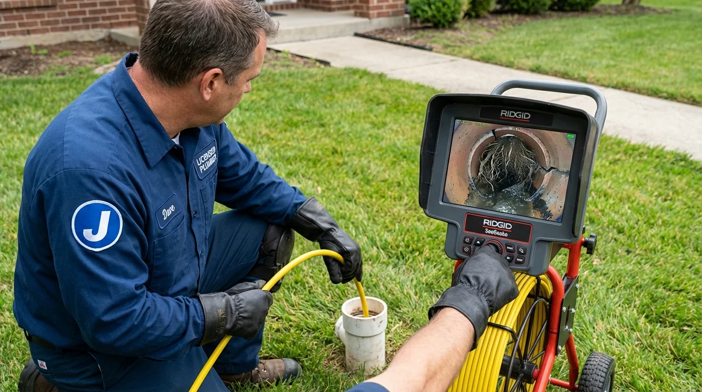 Sewer camera inspection being performed by Johns Plumbing LLC in Elkland